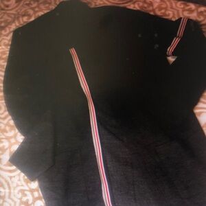 Black Jacket with Red and White Stripes